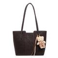 A shoulder bag exudes elegance.